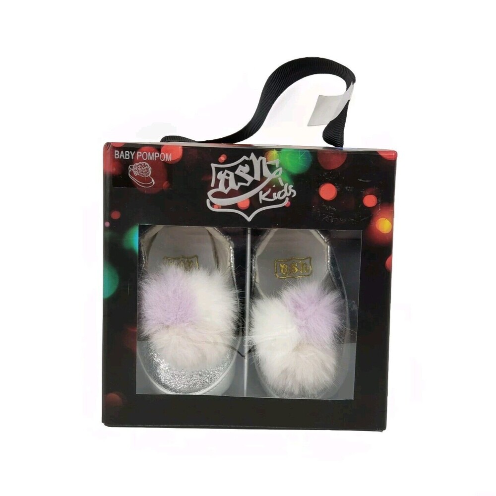 ASH KIDS Baby Pompom Shoes in Silver INFANT BABY 3-6 Month Size 16
